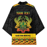 Personalized Afro Ghana Football Kimono Black Stars Never Fall - Kente Pattern - Wonder Print Shop