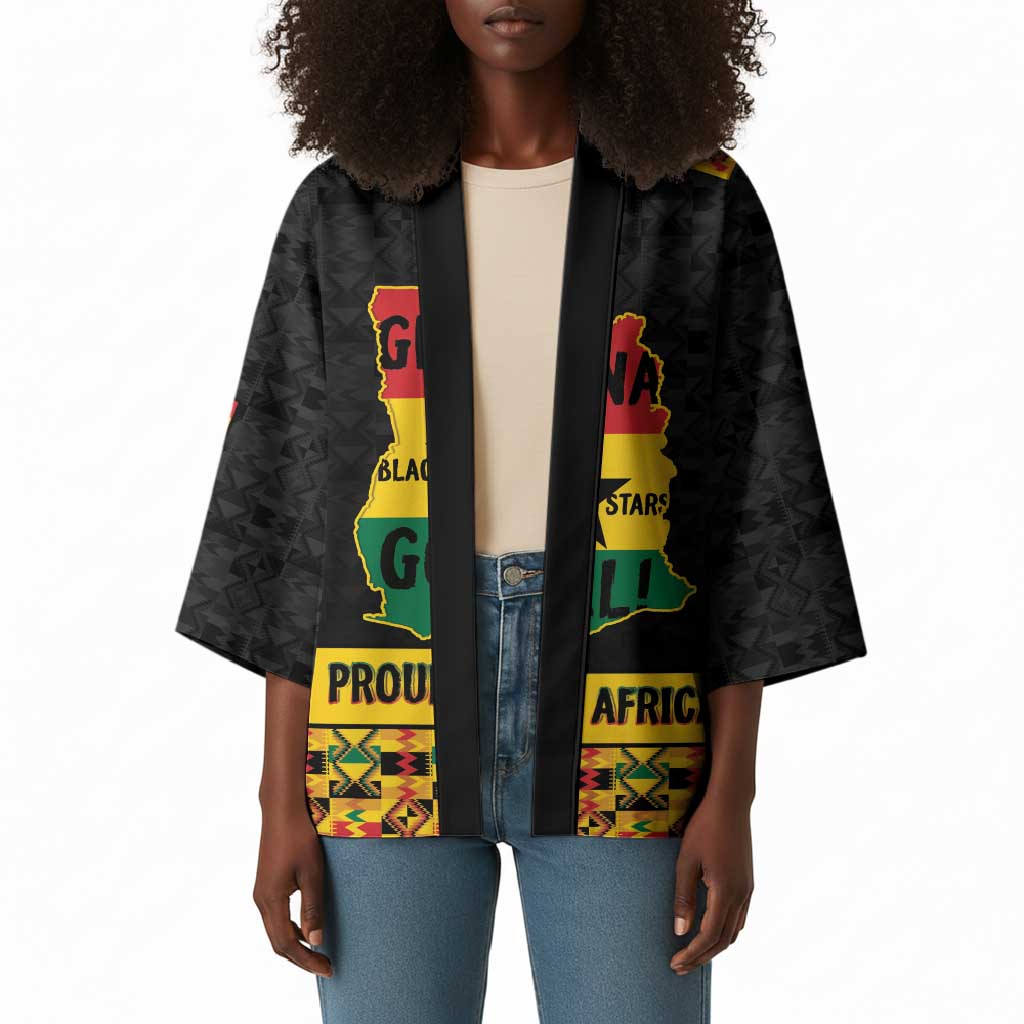 Personalized Afro Ghana Football Kimono Black Stars Never Fall - Kente Pattern - Wonder Print Shop