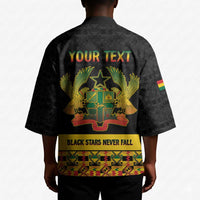 Personalized Afro Ghana Football Kimono Black Stars Never Fall - Kente Pattern - Wonder Print Shop
