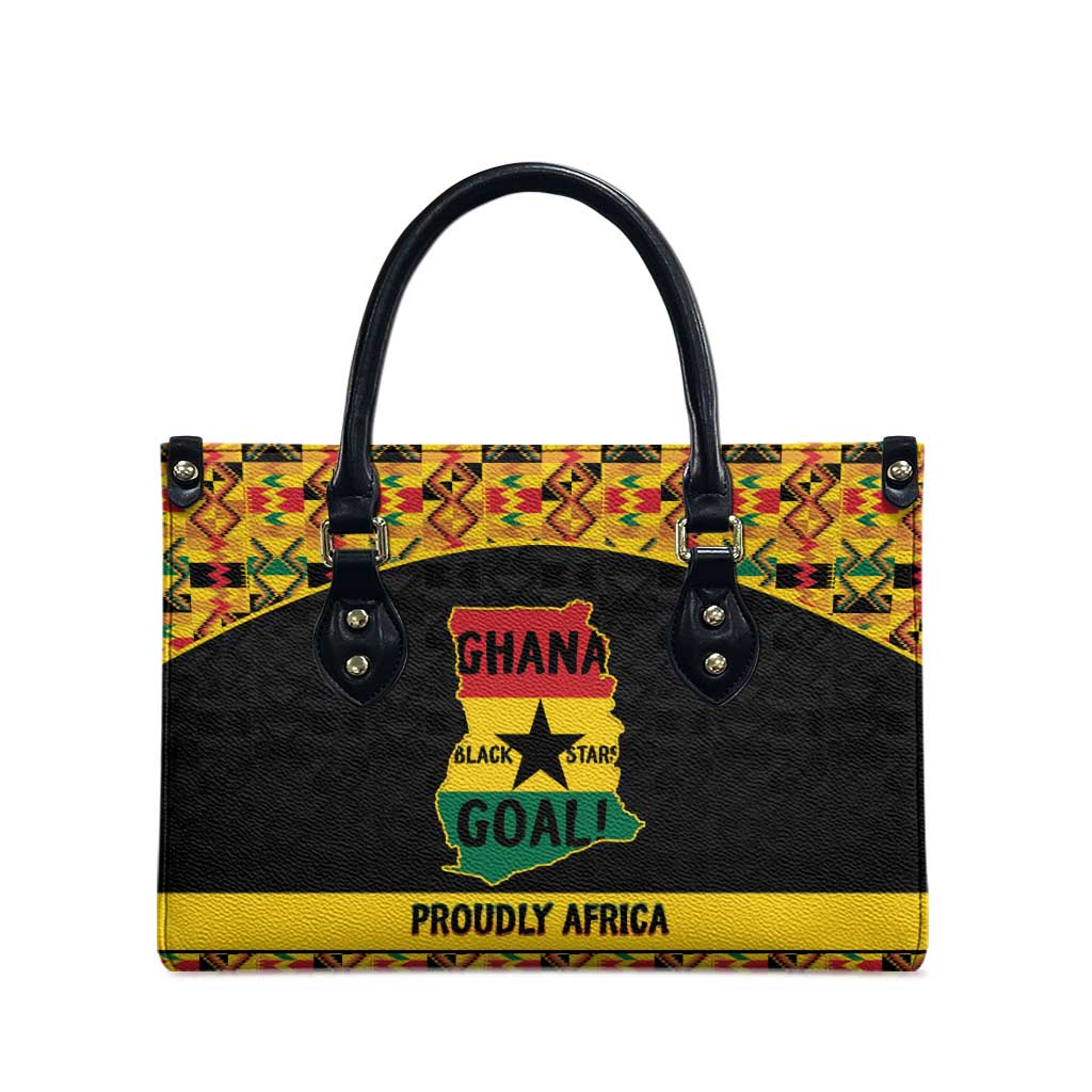 Afro Ghana Football Leather Bag Black Stars Never Fall - Kente Pattern - Wonder Print Shop