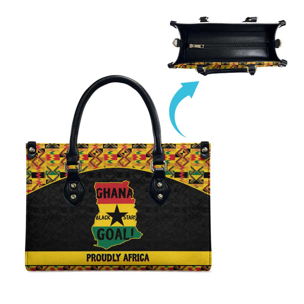 Afro Ghana Football Leather Bag Black Stars Never Fall - Kente Pattern - Wonder Print Shop