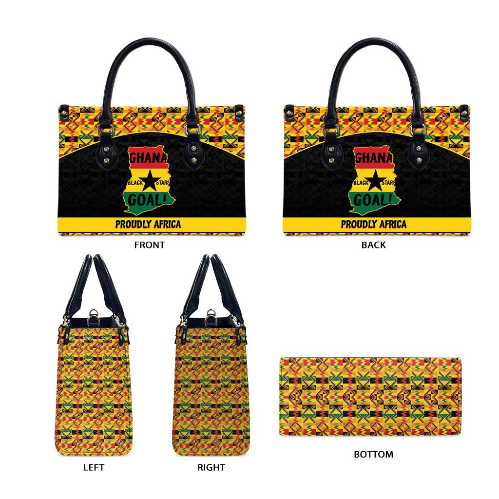 Afro Ghana Football Leather Bag Black Stars Never Fall - Kente Pattern - Wonder Print Shop