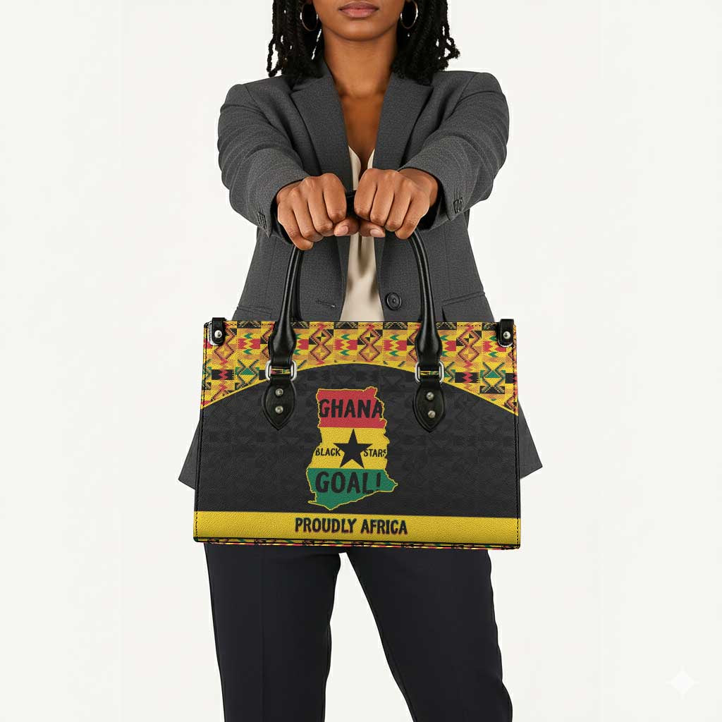 Afro Ghana Football Leather Bag Black Stars Never Fall - Kente Pattern - Wonder Print Shop