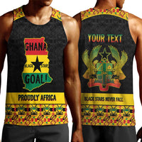 Personalized Afro Ghana Football Men Tank Top Black Stars Never Fall - Kente Pattern - Wonder Print Shop