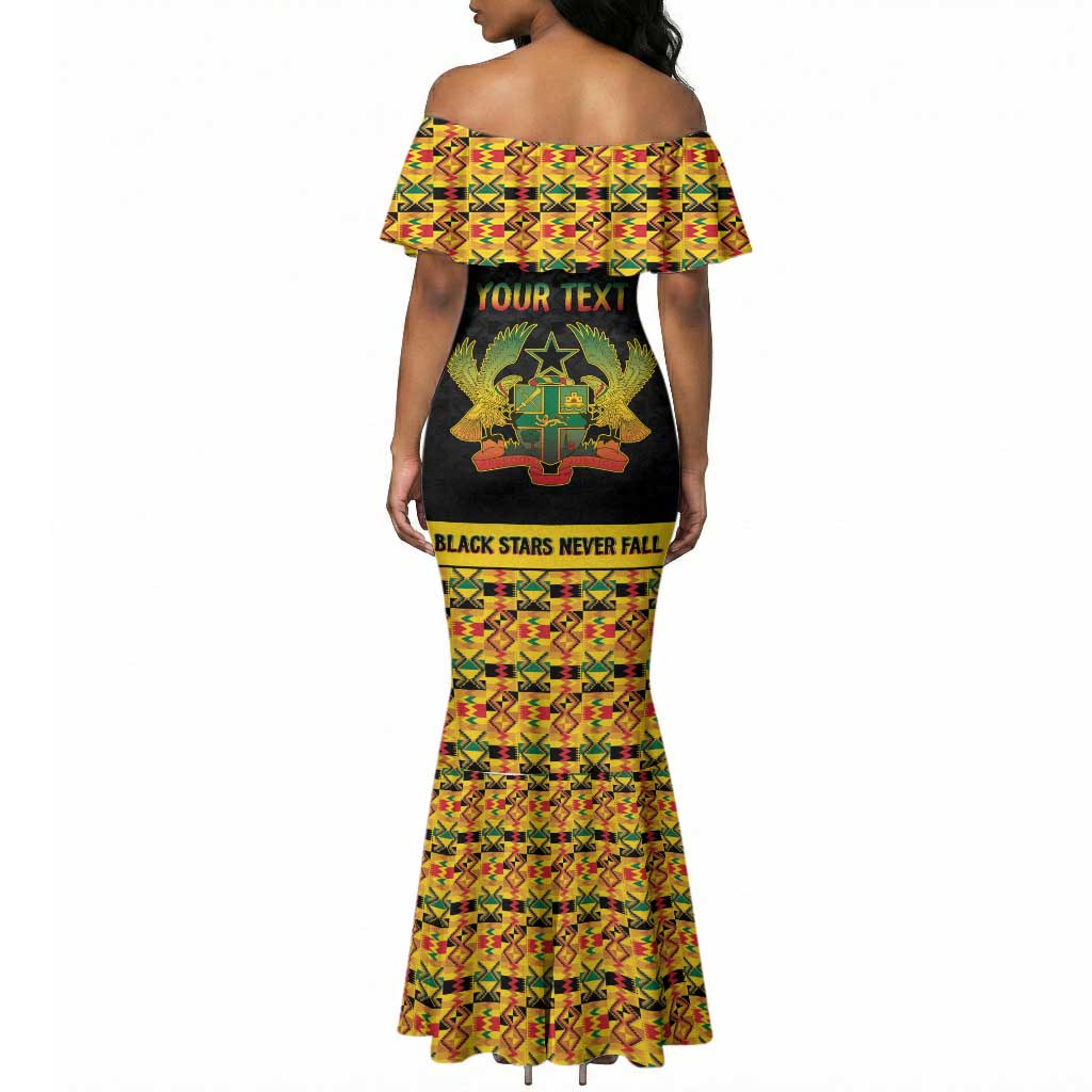 Personalized Afro Ghana Football Mermaid Dress Black Stars Never Fall - Kente Pattern LT15