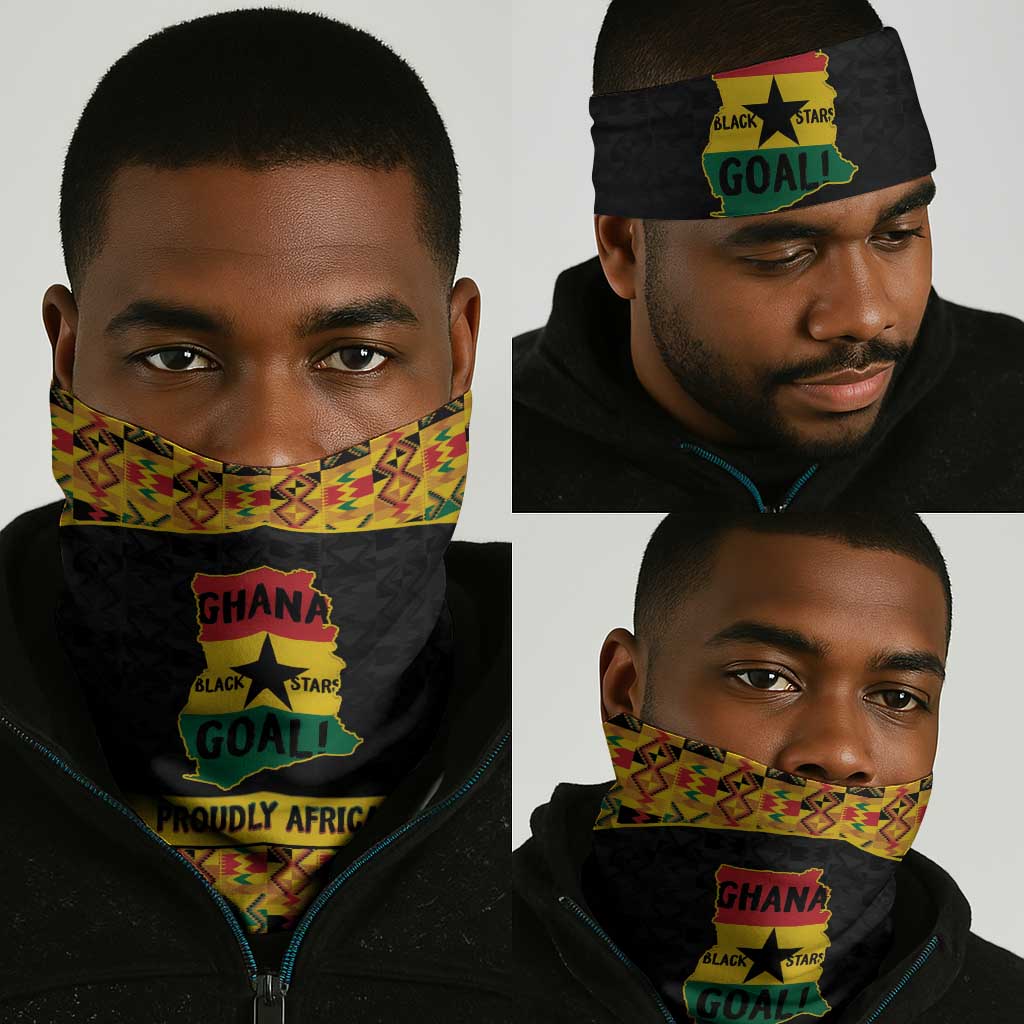 Afro Ghana Football Neck Gaiter Black Stars Never Fall - Kente Pattern - Wonder Print Shop