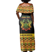 Personalized Afro Ghana Football Off Shoulder Maxi Dress Black Stars Never Fall - Kente Pattern - Wonder Print Shop