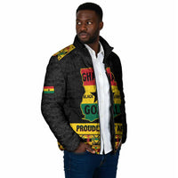 Personalized Afro Ghana Football Padded Jacket Black Stars Never Fall - Kente Pattern - Wonder Print Shop