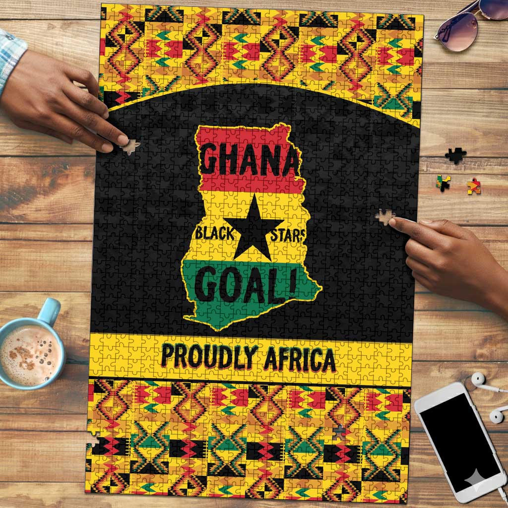 Afro Ghana Football Puzzle Black Stars Never Fall - Kente Pattern - Wonder Print Shop
