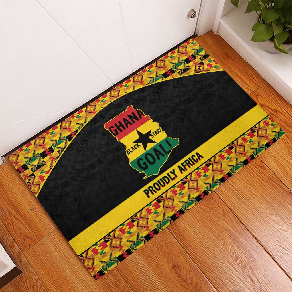 Afro Ghana Football Rubber Doormat Black Stars Never Fall - Kente Pattern - Wonder Print Shop