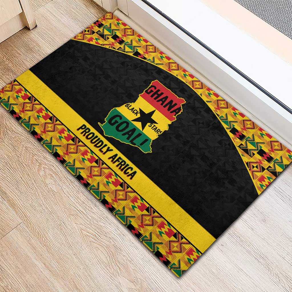 Afro Ghana Football Rubber Doormat Black Stars Never Fall - Kente Pattern - Wonder Print Shop