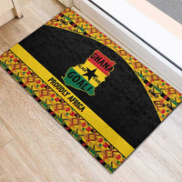 Afro Ghana Football Rubber Doormat Black Stars Never Fall - Kente Pattern - Wonder Print Shop