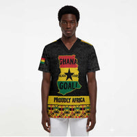 Personalized Afro Ghana Football Scrub Top Black Stars Never Fall - Kente Pattern - Wonder Print Shop