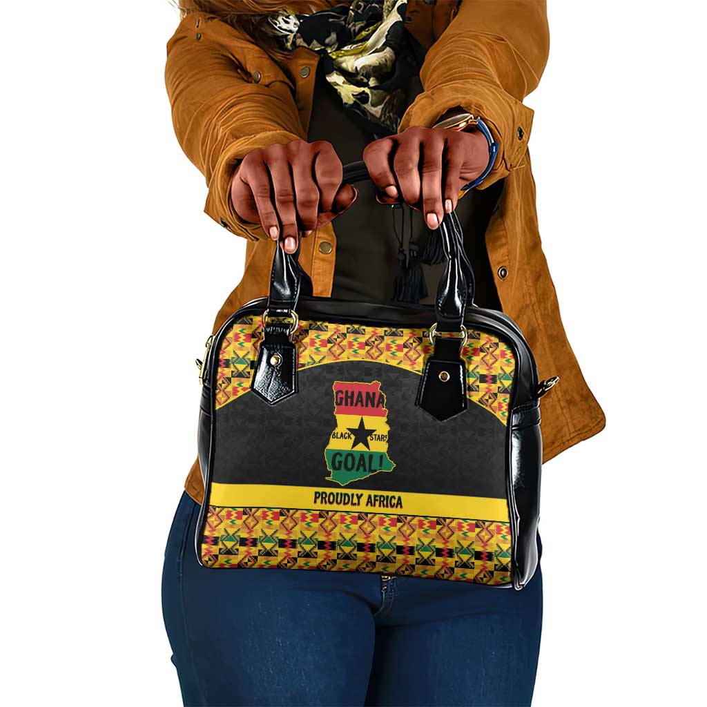 Afro Ghana Football Shoulder Handbag Black Stars Never Fall - Kente Pattern - Wonder Print Shop