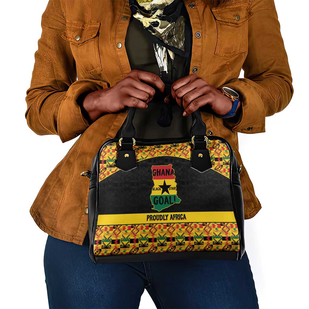 Afro Ghana Football Shoulder Handbag Black Stars Never Fall - Kente Pattern - Wonder Print Shop