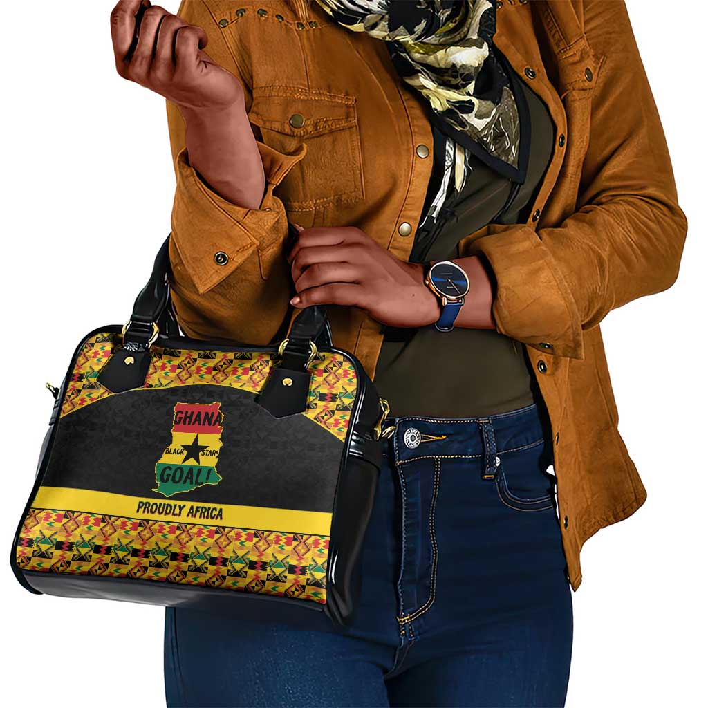 Afro Ghana Football Shoulder Handbag Black Stars Never Fall - Kente Pattern - Wonder Print Shop