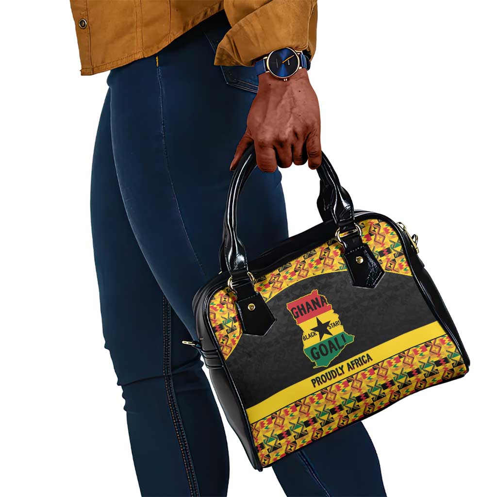 Afro Ghana Football Shoulder Handbag Black Stars Never Fall - Kente Pattern - Wonder Print Shop