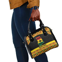 Afro Ghana Football Shoulder Handbag Black Stars Never Fall - Kente Pattern - Wonder Print Shop