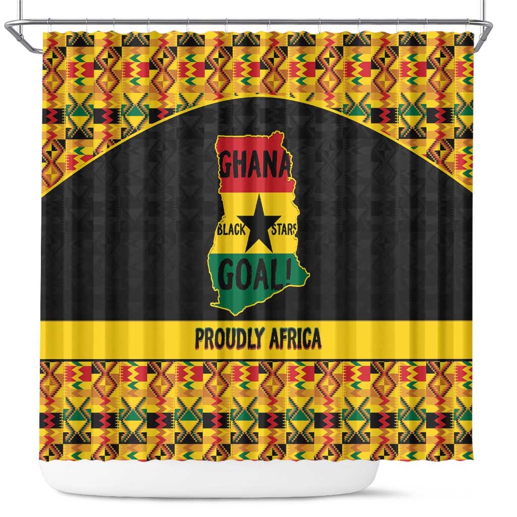 Afro Ghana Football Shower Curtain Black Stars Never Fall - Kente Pattern - Wonder Print Shop