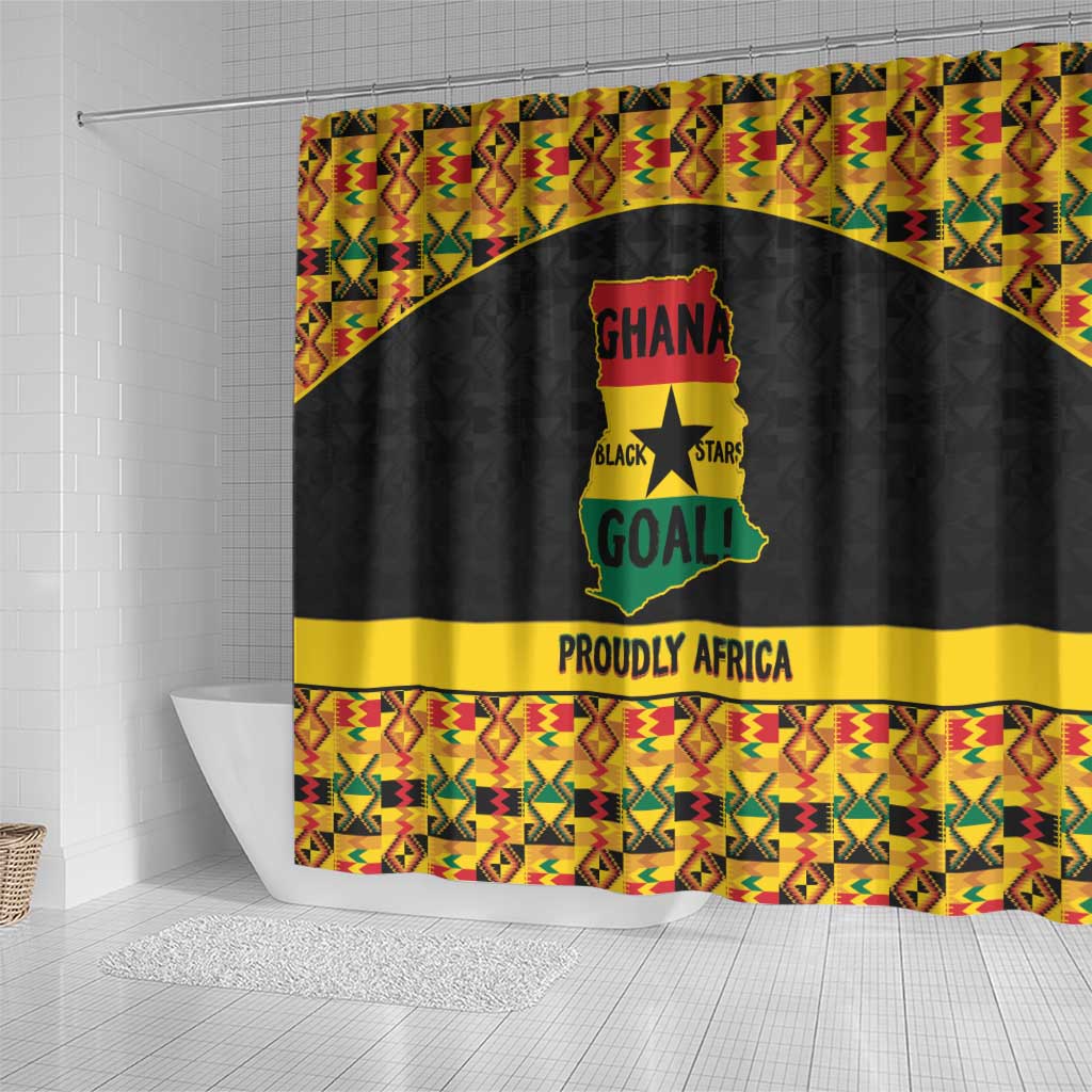 Afro Ghana Football Shower Curtain Black Stars Never Fall - Kente Pattern - Wonder Print Shop