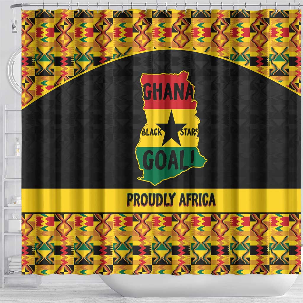 Afro Ghana Football Shower Curtain Black Stars Never Fall - Kente Pattern - Wonder Print Shop