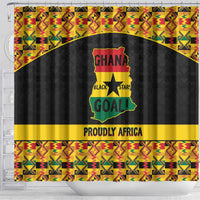 Afro Ghana Football Shower Curtain Black Stars Never Fall - Kente Pattern - Wonder Print Shop