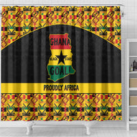 Afro Ghana Football Shower Curtain Black Stars Never Fall - Kente Pattern - Wonder Print Shop