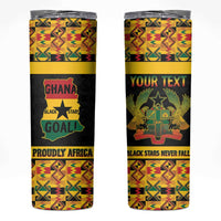 Personalized Afro Ghana Football Skinny Tumbler Black Stars Never Fall - Kente Pattern - Wonder Print Shop