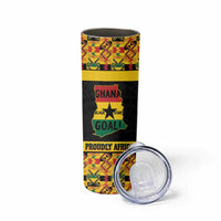 Personalized Afro Ghana Football Skinny Tumbler Black Stars Never Fall - Kente Pattern - Wonder Print Shop