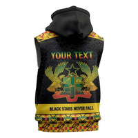 Personalized Afro Ghana Football Sleeveless Hoodie Black Stars Never Fall - Kente Pattern - Wonder Print Shop