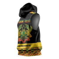 Personalized Afro Ghana Football Sleeveless Hoodie Black Stars Never Fall - Kente Pattern - Wonder Print Shop