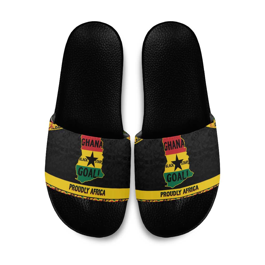 Afro Ghana Football Slide Sandals Black Stars Never Fall - Kente Pattern - Wonder Print Shop