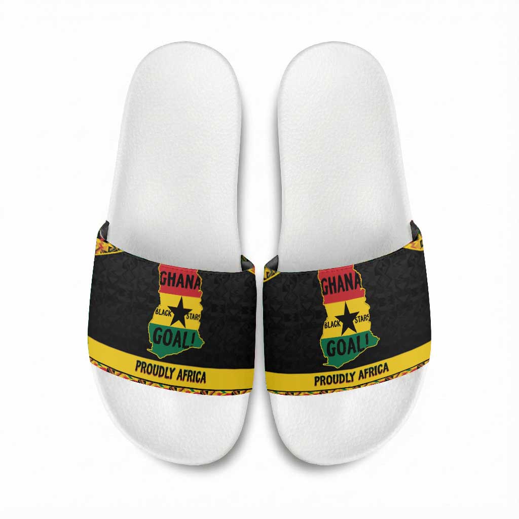 Afro Ghana Football Slide Sandals Black Stars Never Fall - Kente Pattern - Wonder Print Shop