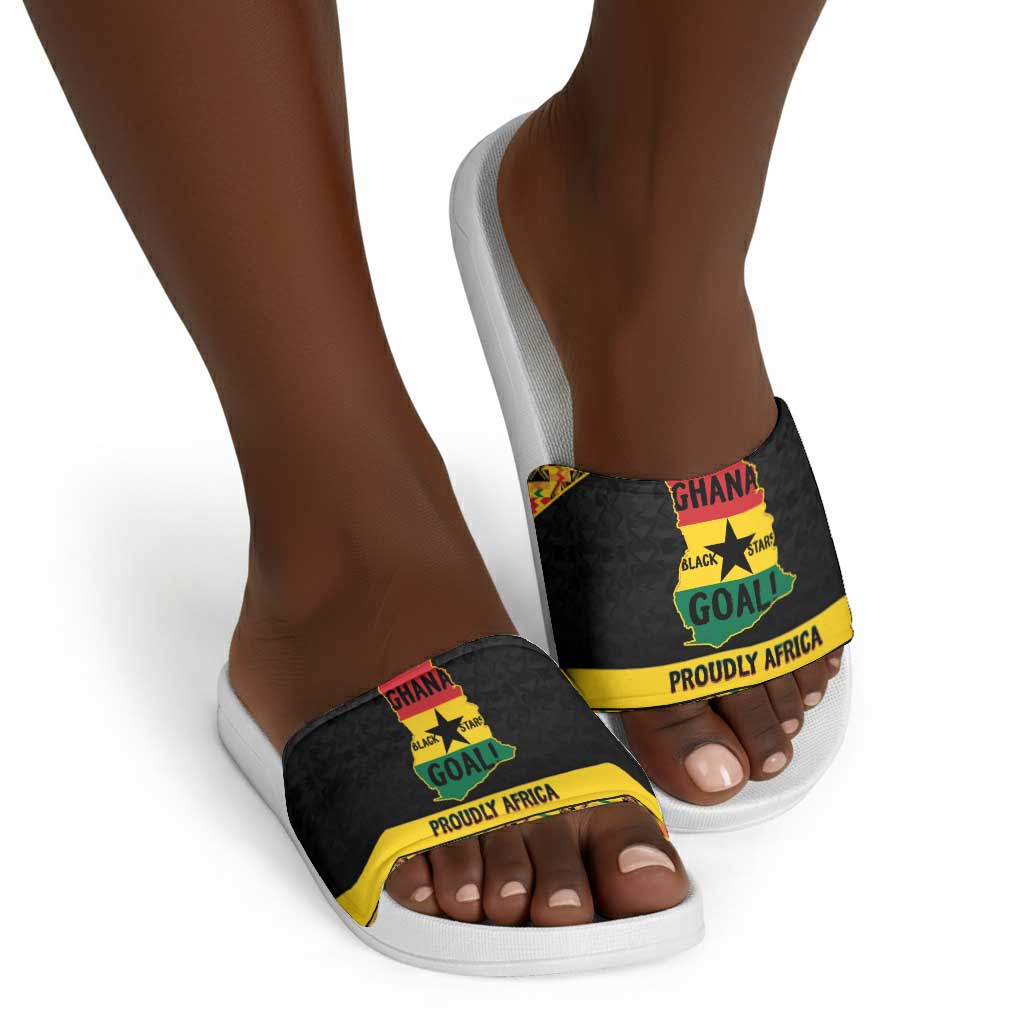 Afro Ghana Football Slide Sandals Black Stars Never Fall - Kente Pattern - Wonder Print Shop