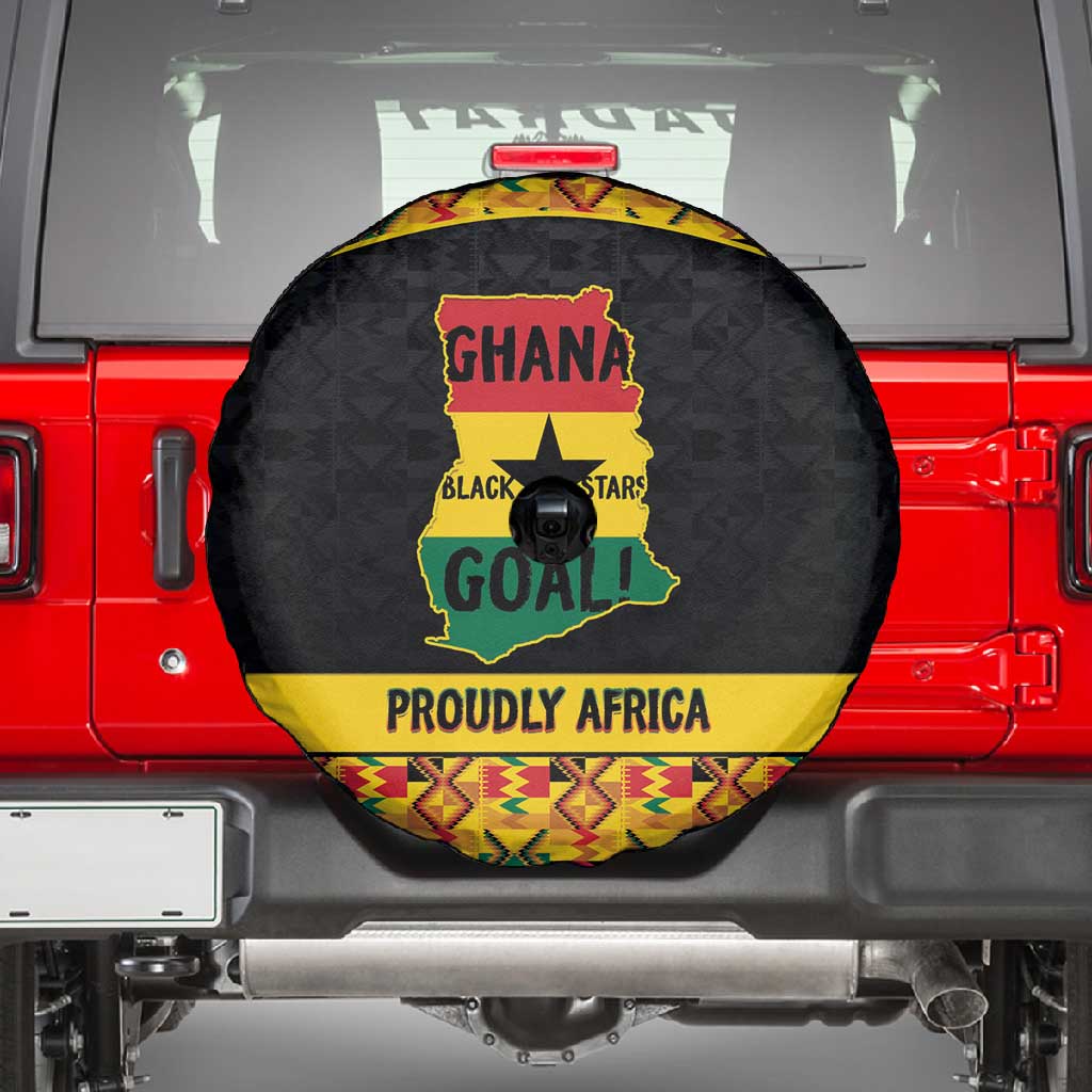 Afro Ghana Football Spare Tire Cover Black Stars Never Fall - Kente Pattern - Wonder Print Shop