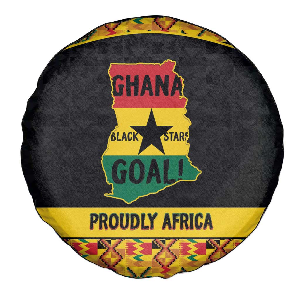 Afro Ghana Football Spare Tire Cover Black Stars Never Fall - Kente Pattern - Wonder Print Shop