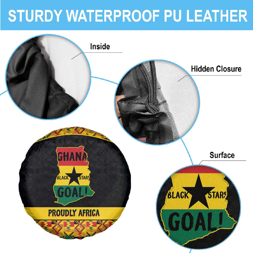 Afro Ghana Football Spare Tire Cover Black Stars Never Fall - Kente Pattern - Wonder Print Shop