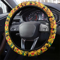 Afro Ghana Football Steering Wheel Cover Black Stars Never Fall - Kente Pattern - Wonder Print Shop