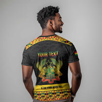 Personalized Afro Ghana Football T shirt Black Stars Never Fall - Kente Pattern LT15