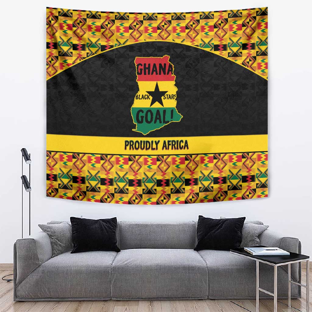 Afro Ghana Football Tapestry Black Stars Never Fall - Kente Pattern - Wonder Print Shop
