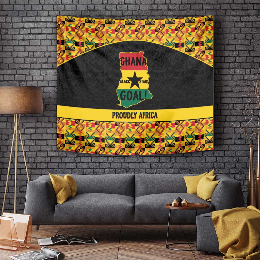 Afro Ghana Football Tapestry Black Stars Never Fall - Kente Pattern - Wonder Print Shop