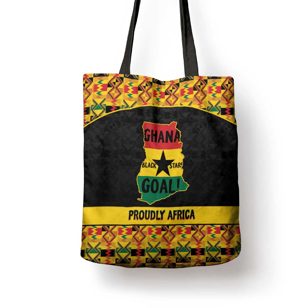 Afro Ghana Football Tote Bag Black Stars Never Fall - Kente Pattern - Wonder Print Shop
