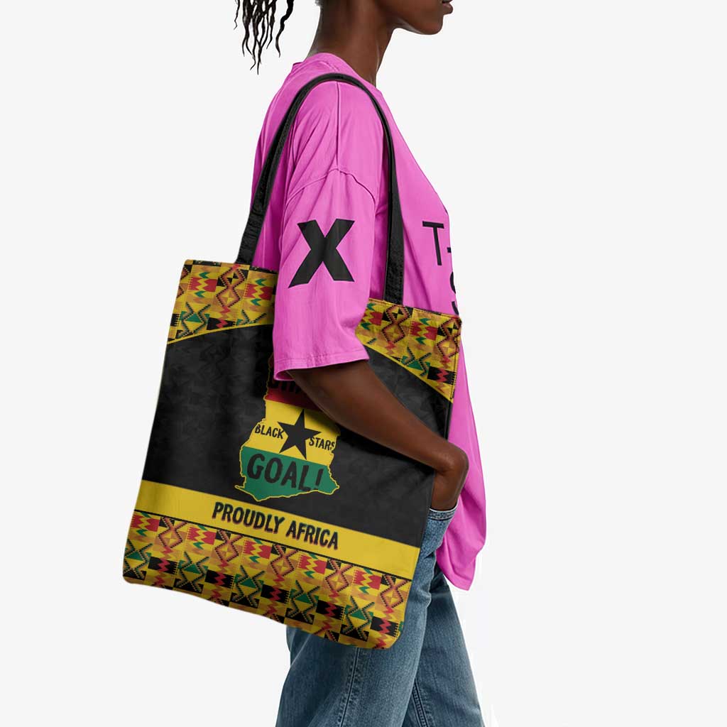 Afro Ghana Football Tote Bag Black Stars Never Fall - Kente Pattern - Wonder Print Shop