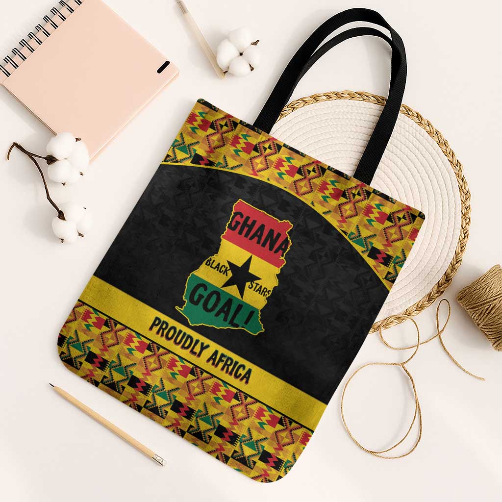 Afro Ghana Football Tote Bag Black Stars Never Fall - Kente Pattern - Wonder Print Shop