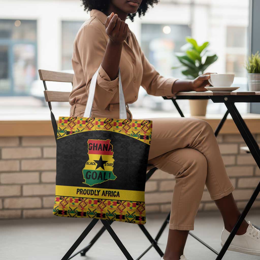Afro Ghana Football Tote Bag Black Stars Never Fall - Kente Pattern - Wonder Print Shop