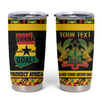 Personalized Afro Ghana Football Tumbler Cup Black Stars Never Fall - Kente Pattern - Wonder Print Shop