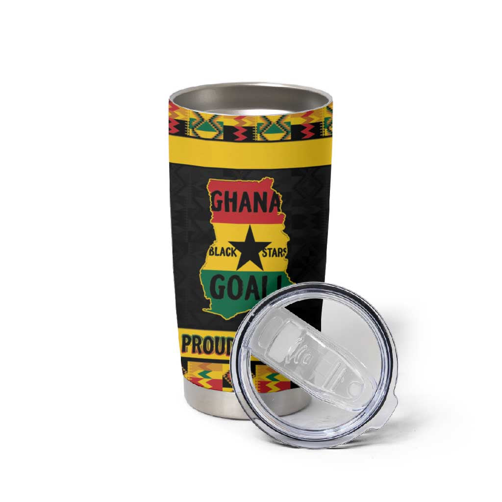 Personalized Afro Ghana Football Tumbler Cup Black Stars Never Fall - Kente Pattern - Wonder Print Shop