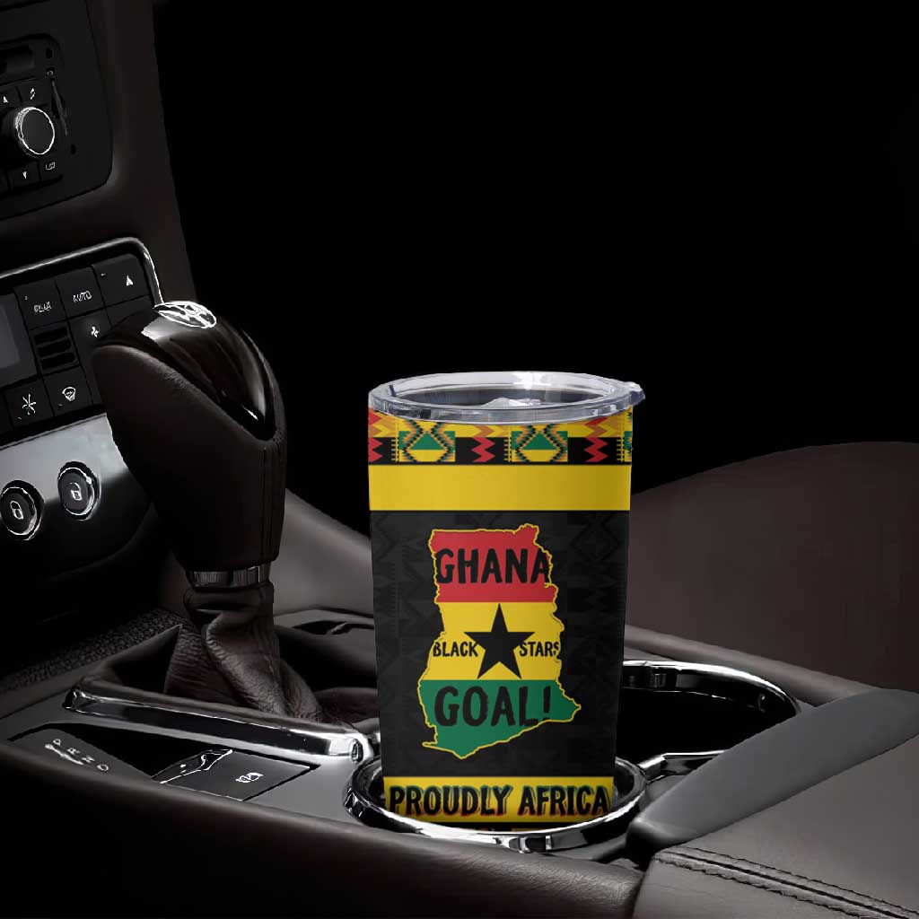 Personalized Afro Ghana Football Tumbler Cup Black Stars Never Fall - Kente Pattern - Wonder Print Shop