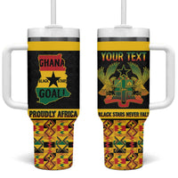 Personalized Afro Ghana Football Tumbler With Handle Black Stars Never Fall - Kente Pattern - Wonder Print Shop