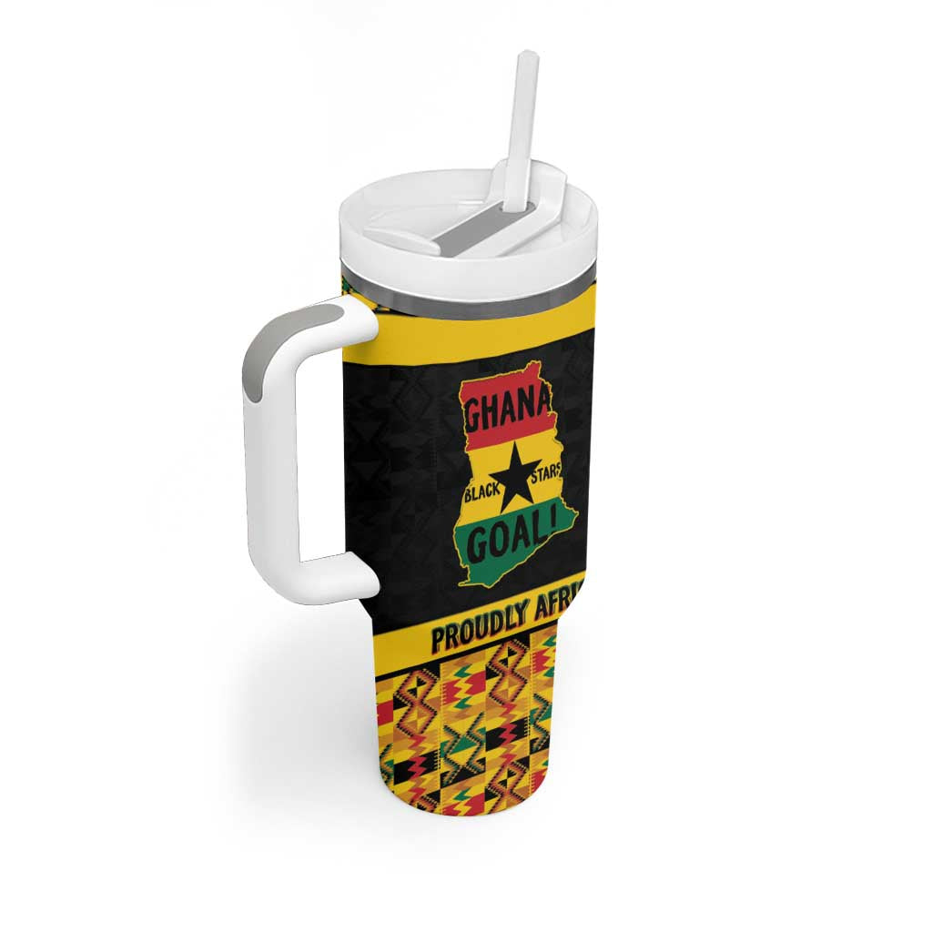 Personalized Afro Ghana Football Tumbler With Handle Black Stars Never Fall - Kente Pattern - Wonder Print Shop